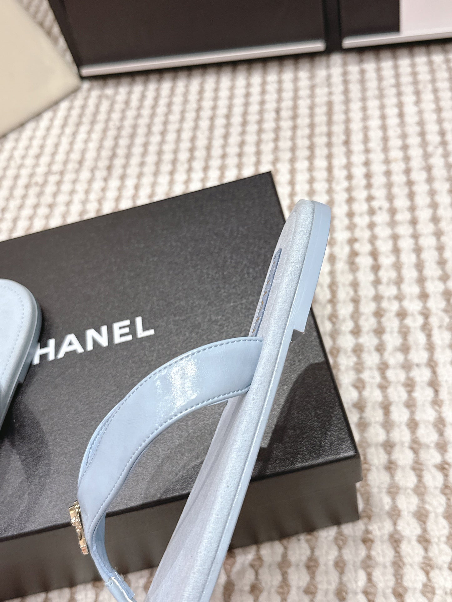 CC 26s Thong Sandals Baby Blue Suede Sheepskin 632356