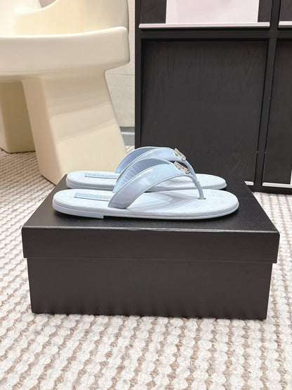 CC 26s Thong Sandals Baby Blue Suede Sheepskin 632356