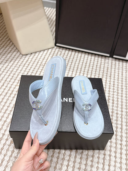 CC 26s Thong Sandals Baby Blue Suede Sheepskin 632356