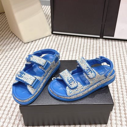 CC 26s Sandals Leather Raffia