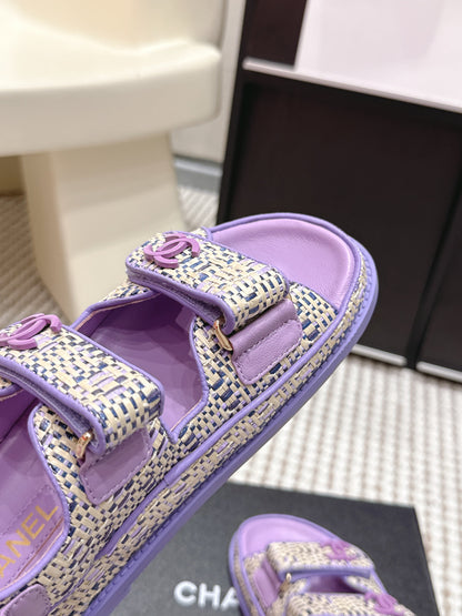CC 26s Sandals Purple White Beige Leather 632404