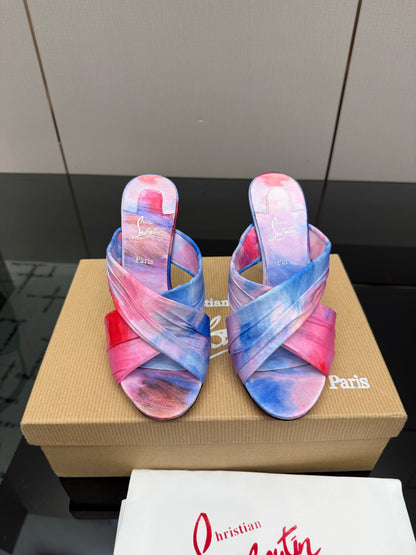 Christian Louboutin 2026 Hight Heels Sandals 100mm Silk Printed Design 791547