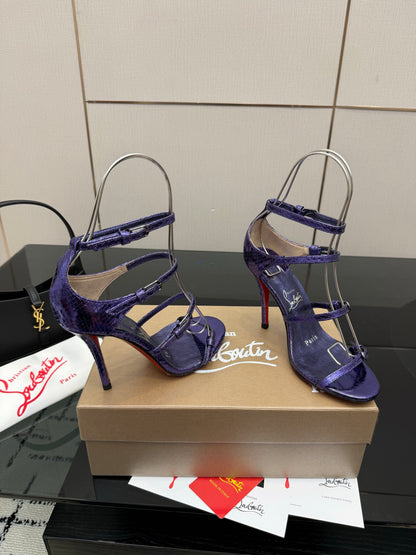 Christian Louboutin Loubigirl Spikes 100mm Sandal Grained PatentLeather 828167