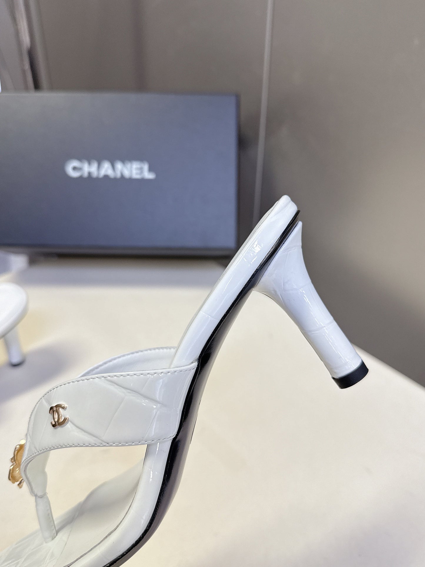 Chanel 2026 Thong Sandal 65mm Embossing And Suede Calfskin 895344