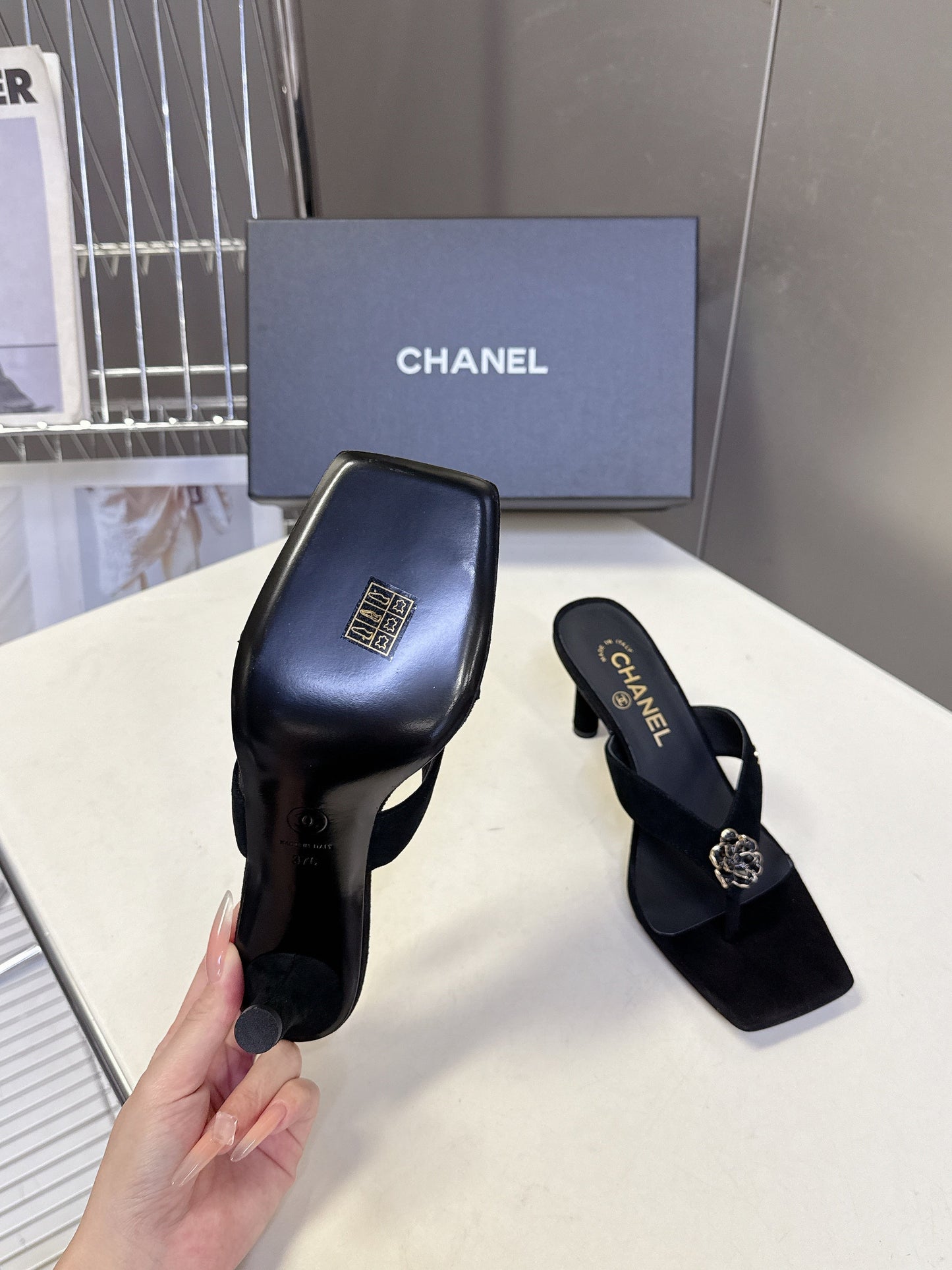 Chanel 2026 Thong Sandal 65mm Embossing And Suede Calfskin 895344