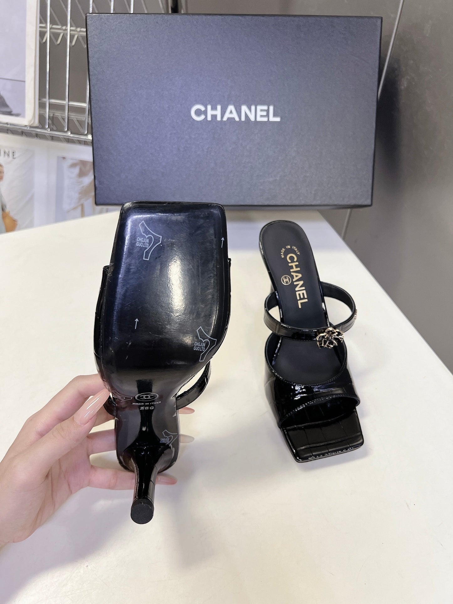 Chanel 2026 Mule 70mm Embossing And Suede Calfskin 895349