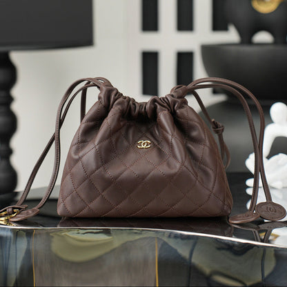 Chanel 26 Drawstring Bag Coffee Lambskin
