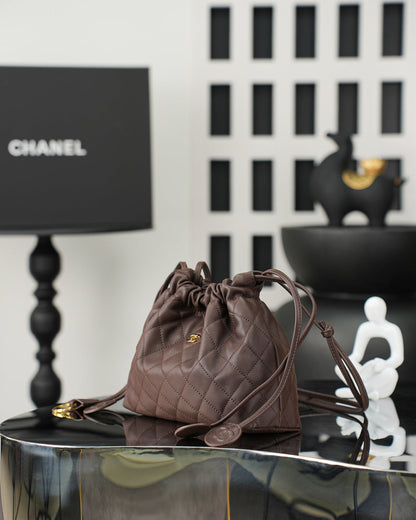 Chanel 26 Drawstring Bag Coffee Lambskin