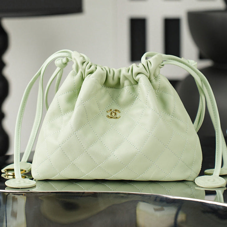 Chanel 26 Drawstring Bag  Light Green Lambskin