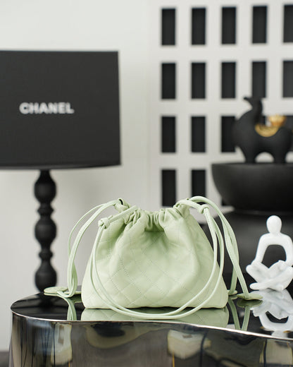 Chanel 26 Drawstring Bag  Light Green Lambskin