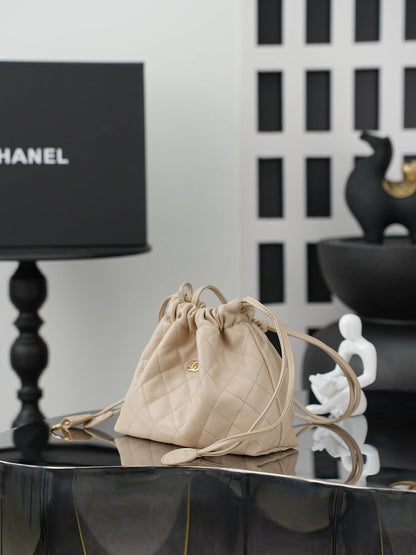 Chanel 26 Drawstring Bag Light Apricot Lambskin