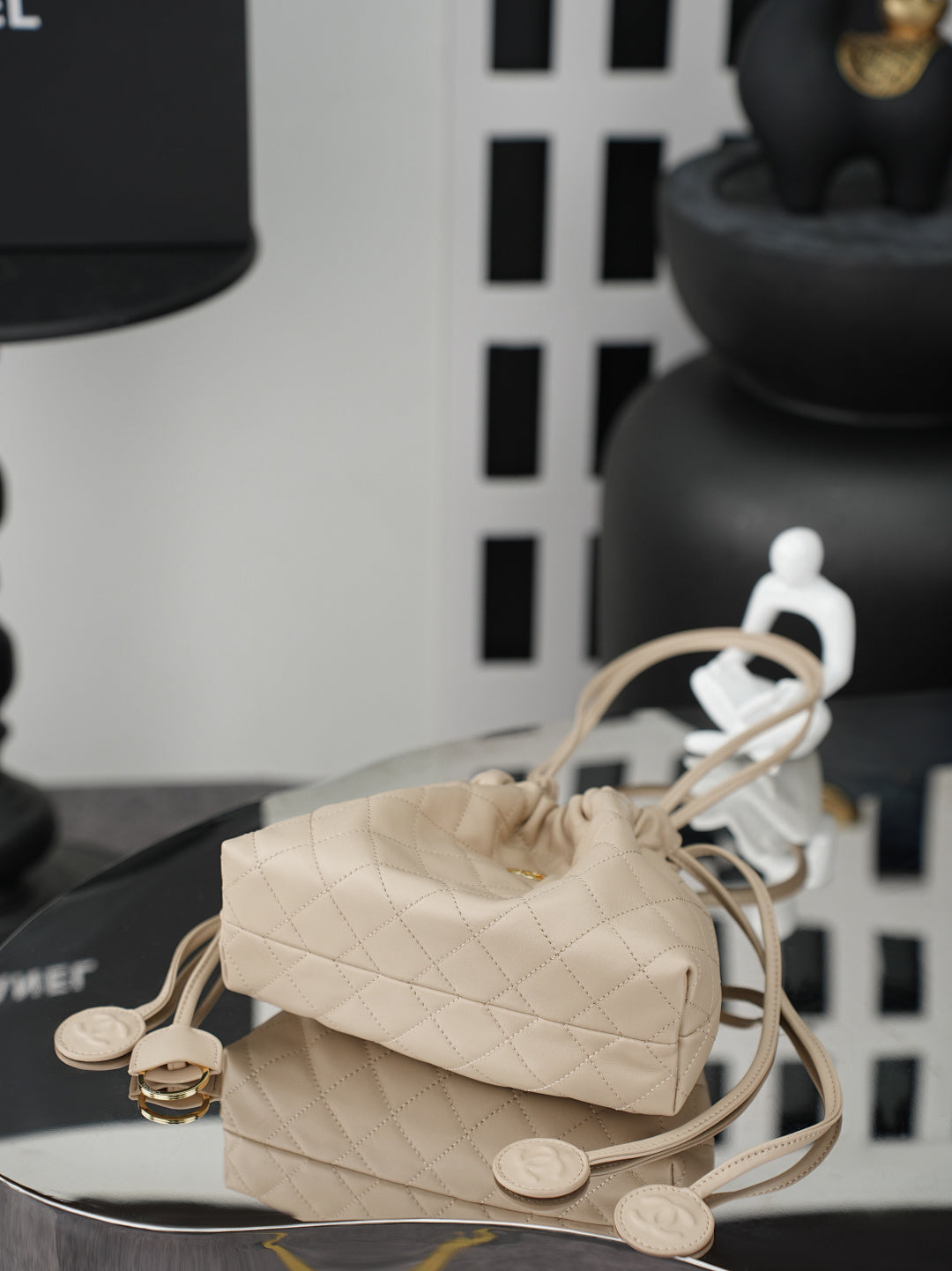 Chanel 26 Drawstring Bag Light Apricot Lambskin