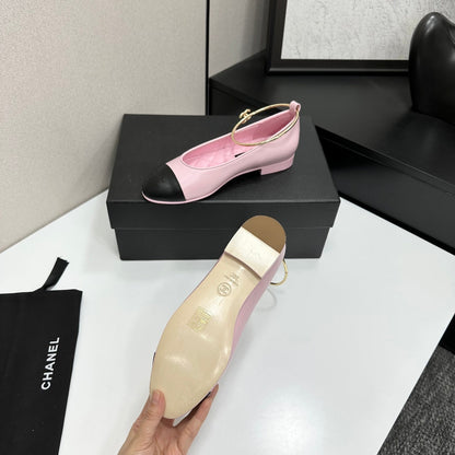 CC 26s Ballet Flats Light Pink Black Sheepskin 626302