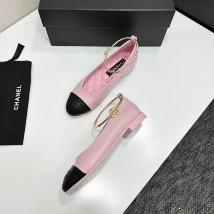 CC 26s Ballet Flats Light Pink Black Sheepskin 626302