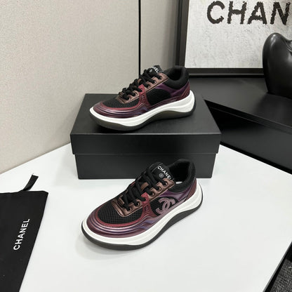 CC 26s Casual Sneakers Black Plum Purple Fabric Cowhide 626381