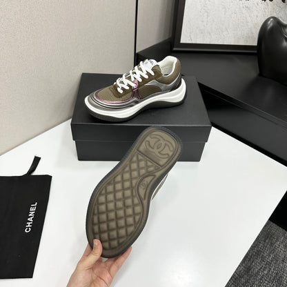 CC 26s Casual Sneakers Taupe Sliver Fabric Cowhide 626383