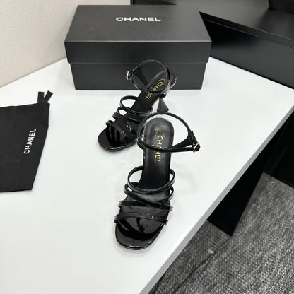 CC 26s High Heel Sandals 80 Black Patent Leather 626286