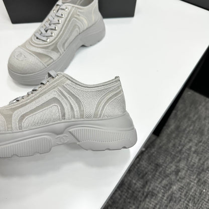 CC 26s Casual Sneakers Rhinestones Light Gray Mesh Sheepskin 626363