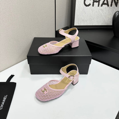 CC 2026 Mary Jane Sandals 45 Light Pink Satin Cowhide 668116
