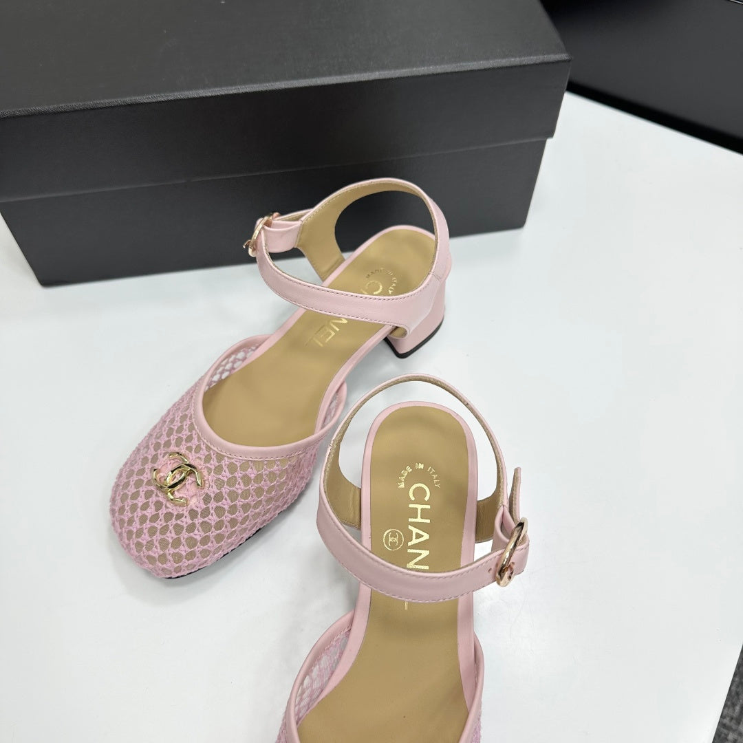 CC 2026 Mary Jane Sandals 45 Light Pink Satin Cowhide 668116