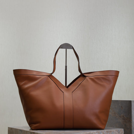 YSL Y Tote Bag Brown Cowhide