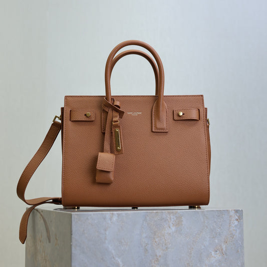YSL Sac De Jour Nano 26cm Brown Grain Cowhide GHW