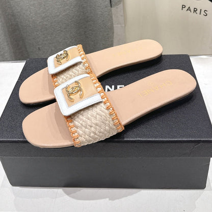 Chanel 2026 Slippers Woven Fabric Cowhide 794184
