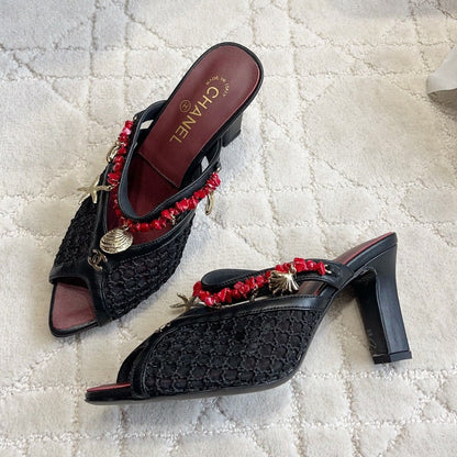 Chanel 2026 Open-toe Mule 75mm Mesh Sheepskin 808075