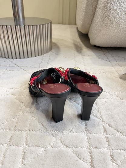 Chanel 2026 Open-toe Mule 75mm Mesh Sheepskin 808075