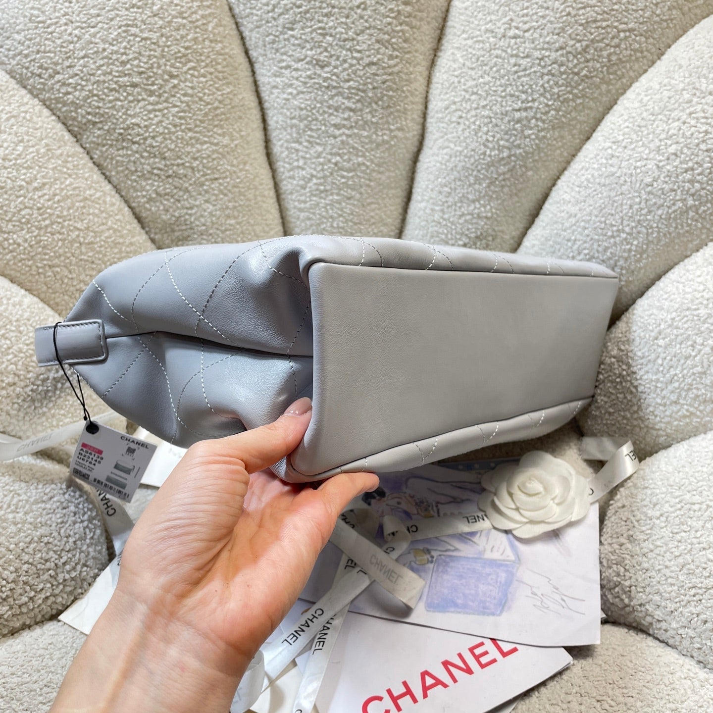 Chanel 2026 Hobo Shoulder Bag 34cm Lambskin With Light Gold Logo