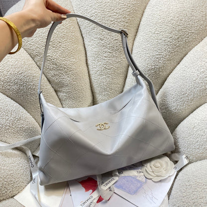 Chanel 2026 Hobo Shoulder Bag 34cm Lambskin With Light Gold Logo