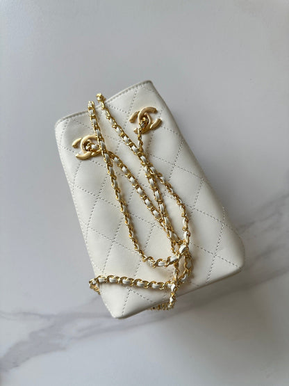 Chanel 2026 Bucket Bag 18cm Lambskin Suede Denim