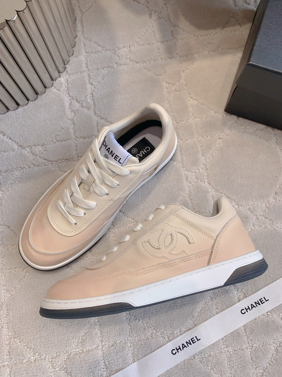 CC 2024 Logo Sneakers Beige Lambskin 906412
