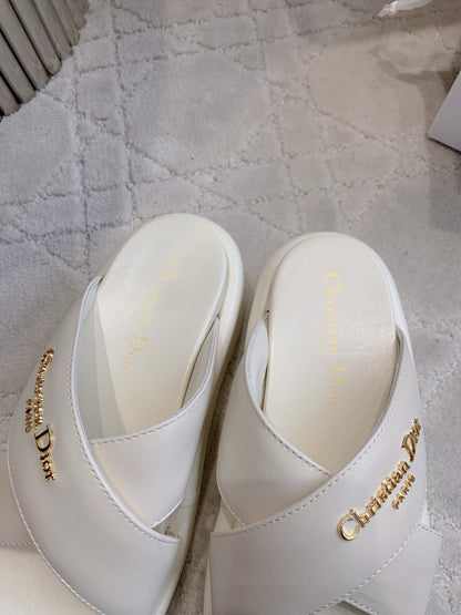 CD 26s  Platform Sandals 65 White Lambskin 644288