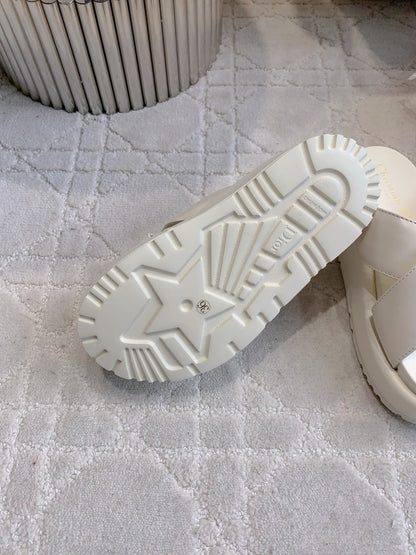 CD 26s  Platform Sandals 65 White Lambskin 644288