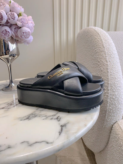 CD 26s  Platform Sandals 65 Black Lambskin 644289