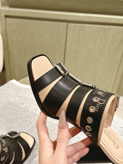 CD 26s High Heel Sandal 65 Black Beige Lambskin 661540