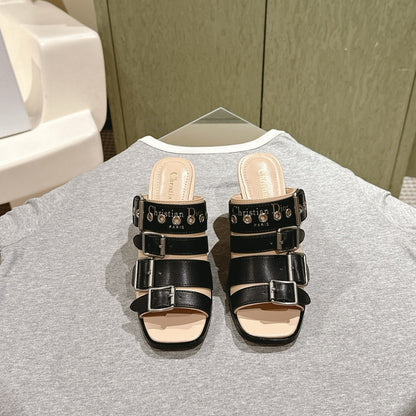 CD 26s High Heel Sandal 65 Black Beige Lambskin 661540