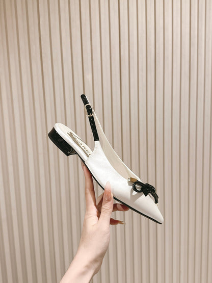 CC 26s Slingback Flat White Satin Sheepskin 658475