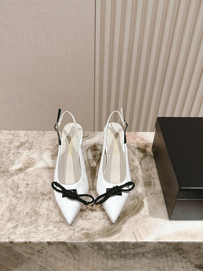 CC 26s Slingback 85 White Satin Sheepskin 658478