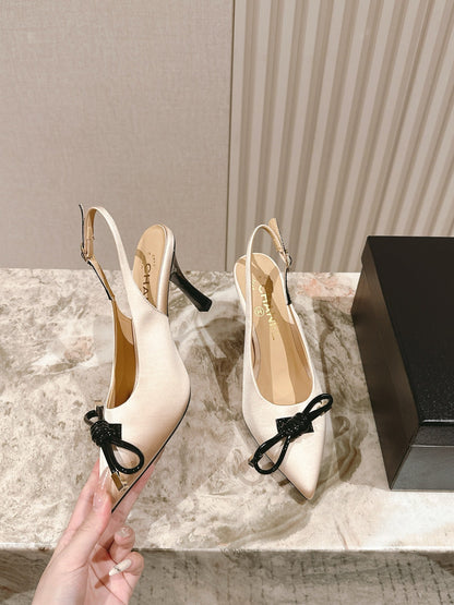 CC 26s Slingback 85 Beige Satin Sheepskin 658479