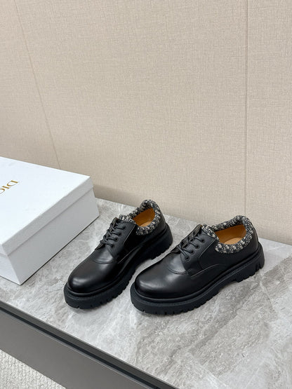 CD 26 Vintage Loafers Oblique Jacquard Black Calfskin 608798