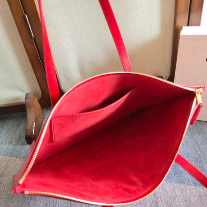 Celine 2026 Flat Cabas New Luggage Bag Red Calfskin 276209