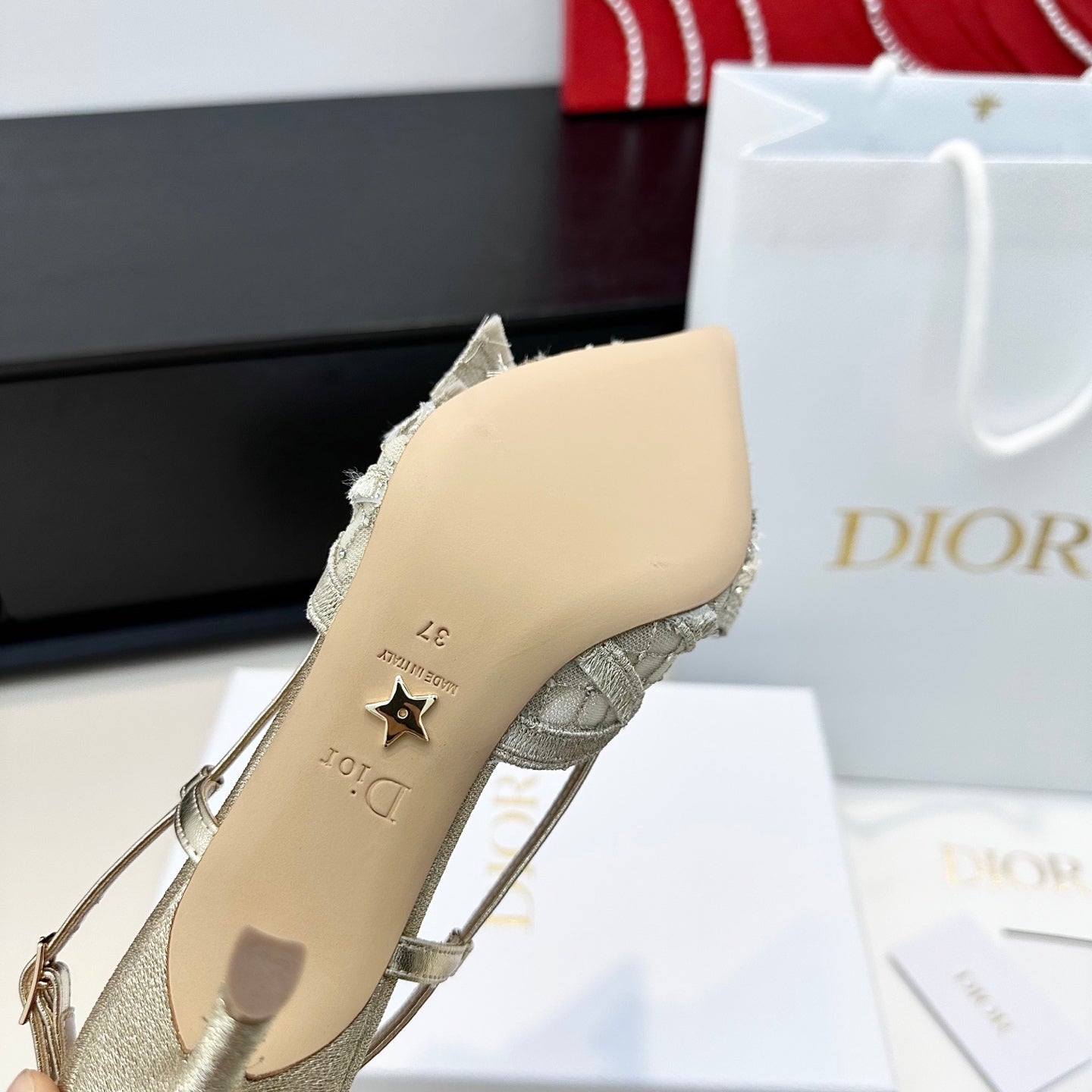 CD 26 Slingback 85 Champagne Beige Mesh Leather 622213