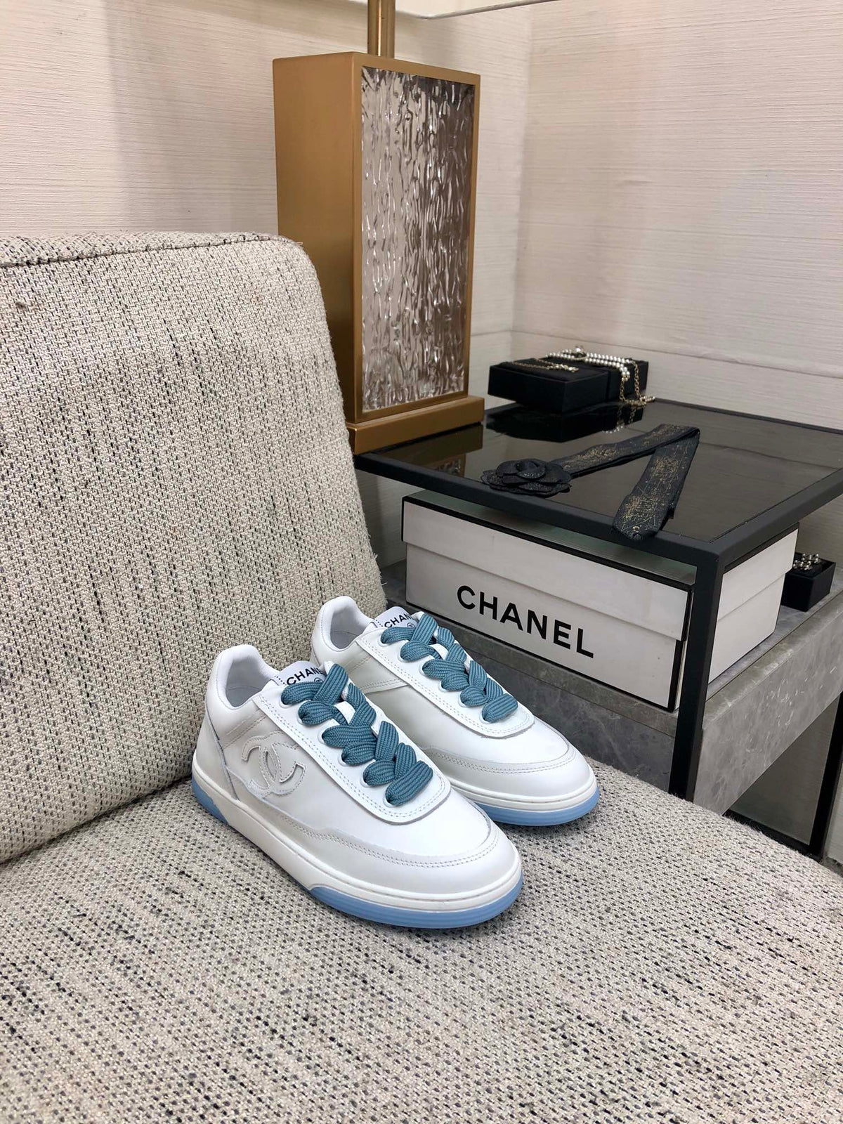 CC Sneaker Blue Mix White Cowhide