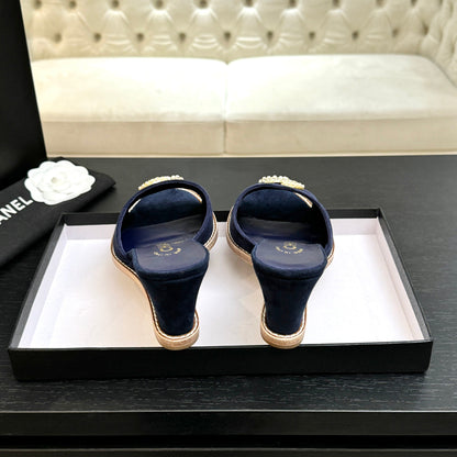 CC 2026 Wedge Sandals 65 Dark Blue Suede 667769