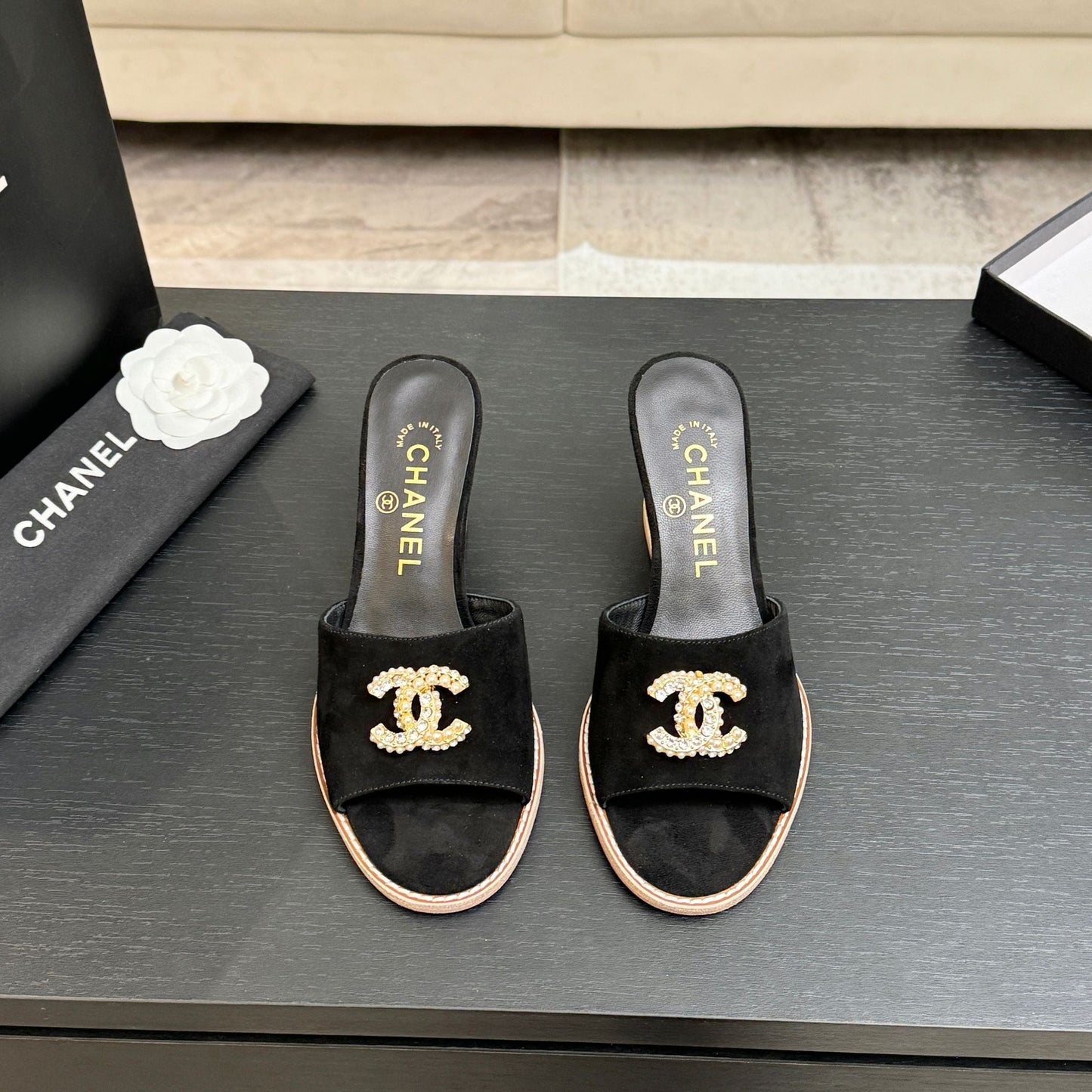CC 2026 Wedge Sandals 65 Black Suede 667770