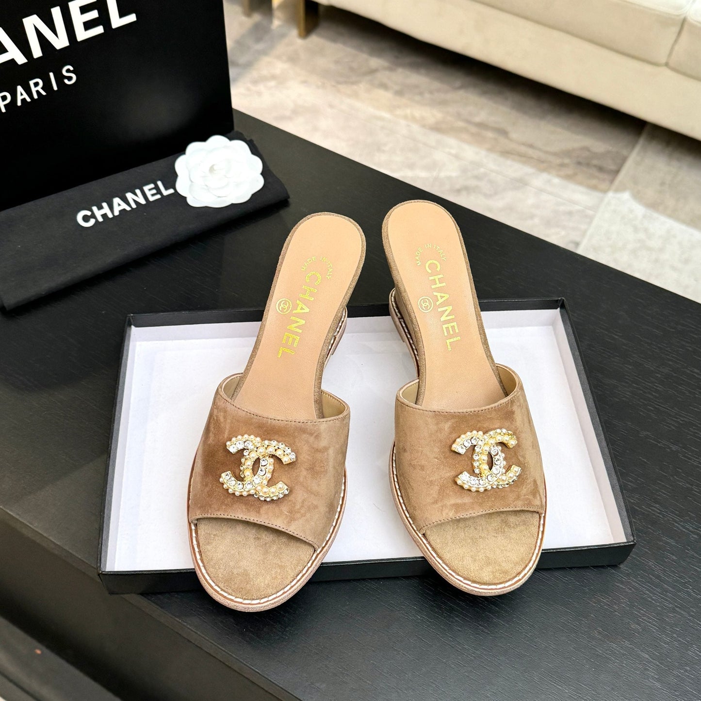 CC 2026 Wedge Sandals 65 Light Brown Suede 667772