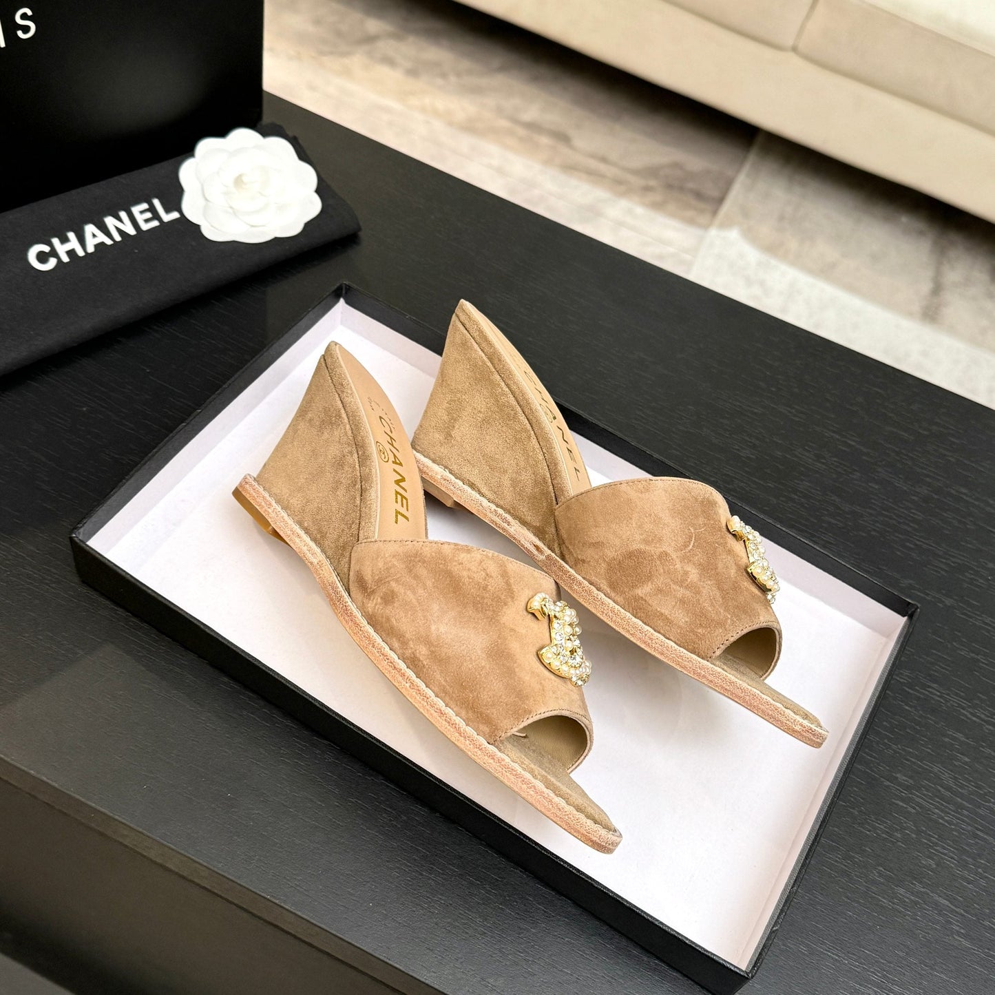 CC 2026 Wedge Sandals 65 Light Brown Suede 667772