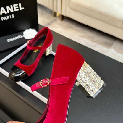 CC 2026 Mary Jane 65 Red Velvet Leather  700644